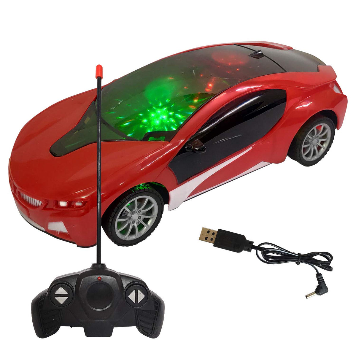 Rechargeable Remote Control High Speed 3D Famous Car with Smoke And 3D Lights Full Functions Turns Left Right Forward And Reverse Wireless Remote High Speed For Kids 1:22 Scale