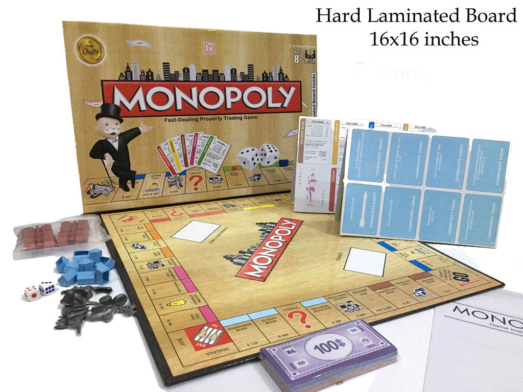 16x16 Inches Original Monopoly Board Game Set Hard Laminated Board Premium Quality For Adult And Kids