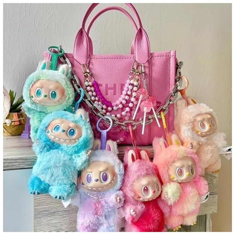 Labubu Original Pop Mart Labubu Doll Blind Box Plush Toy Binginto Energy Series Cute Soft Bunny Doll with Keychain for Kids Girls Boys Colorful Fluffy Labubu Character Key Ring Random Color