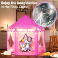 Princess Castle Tent For Girls Fairy Play Tents for Kids Hexagon Playhouse Toys For Children Girl Gifts Indoor & Outdoor 55"x 53"(Pink )