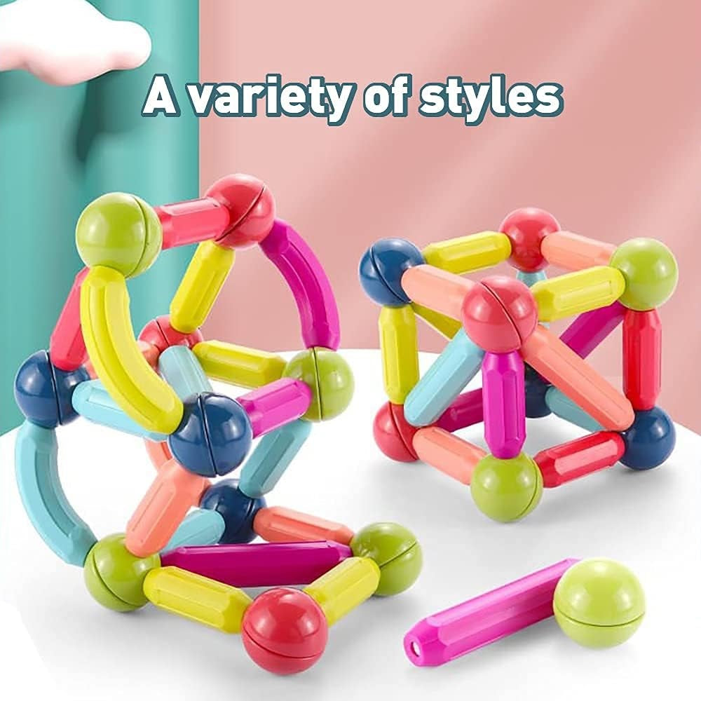 Magnets Toy Blocks Magnetic Stick Balls and Rods Set Building Sticks Blocks STEM Stacking Toys 3D Shapes Educational Games For Kids Children