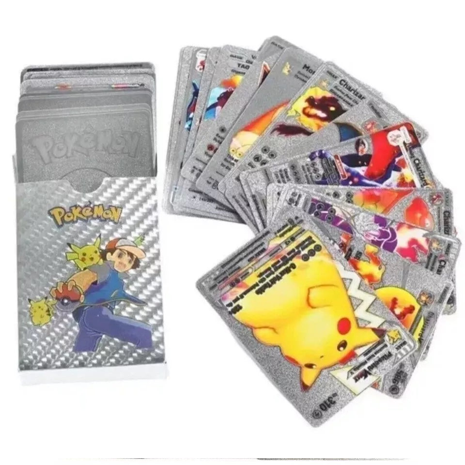 55 Pcs Pokémon Gold Foil Cards Anime Cartoon Pokémon English Version Tcg Card Pokémon Cards Box For Fans Rare Collection Card Child Toys Gifts Golden Edition