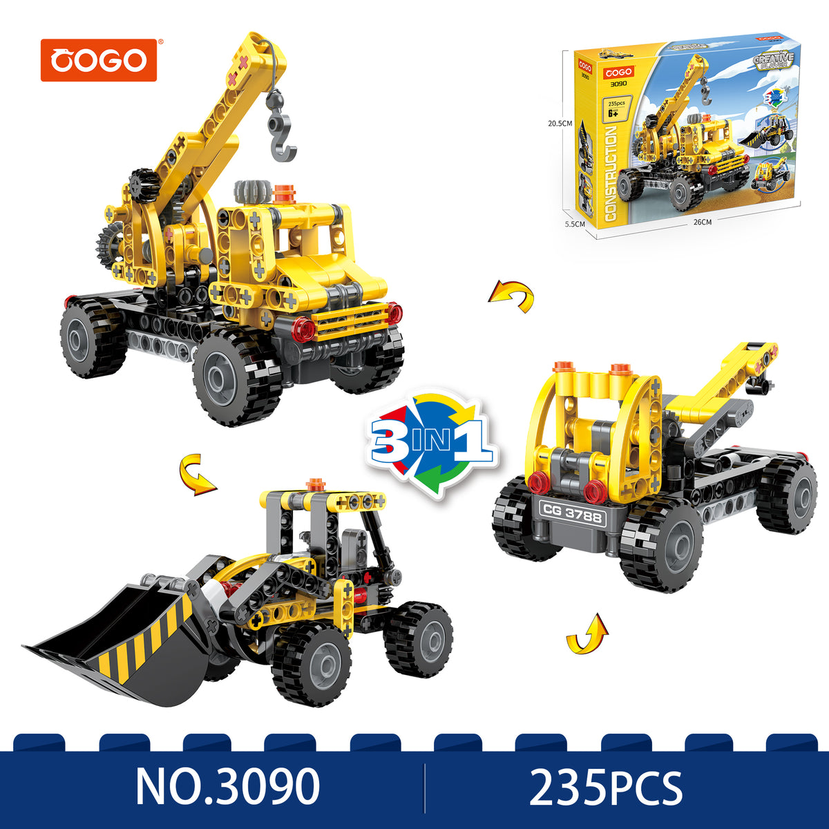 Lego Engineer Construction Vehicle Building Blocks Set Crane, Bulldozer & Loader Toy for Kids Educational STEM Blocks