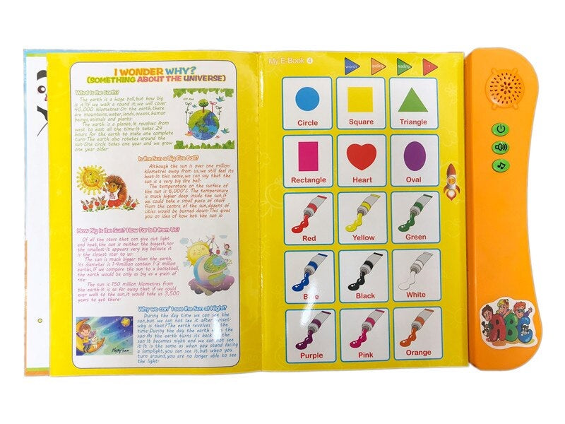 My English E-Book for Kids Toddler Early Learning Educational English Reading Book with Sound Alphabets Numbers Animals Fruits Shapes Vehicles & Colors