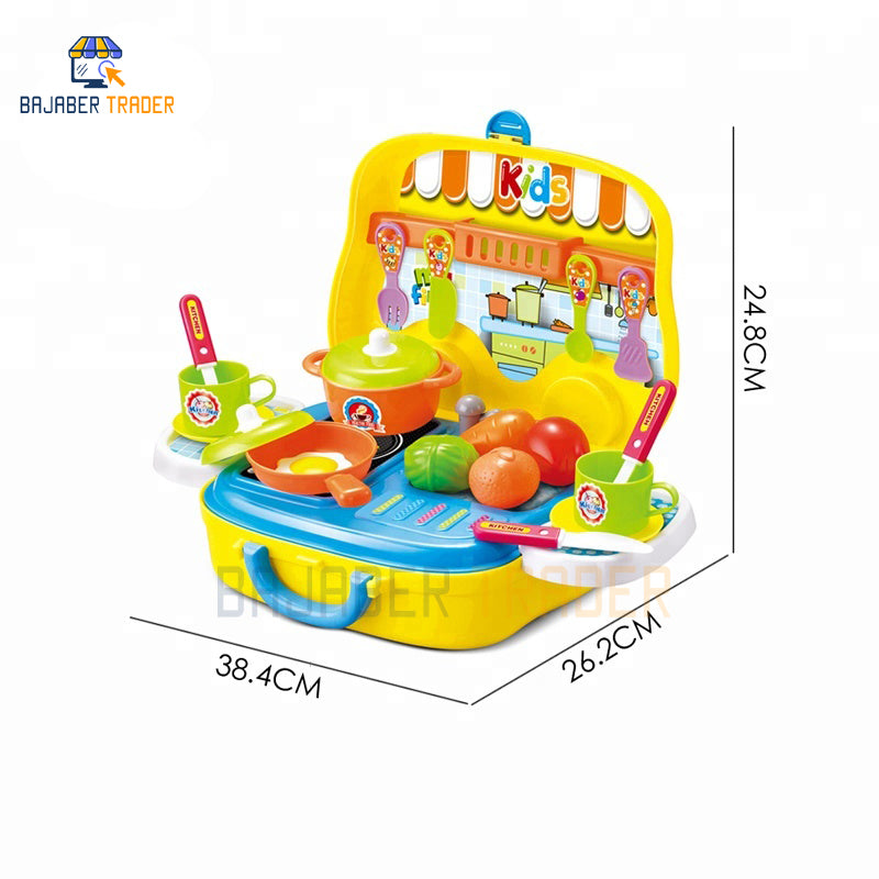Kitchen Cooking Set For Kids Pretend Play Set Suitcase Portable Toys (25PCS)