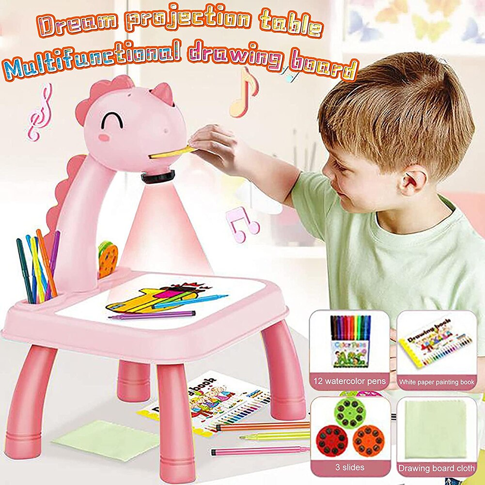 Children Painting Projection Drawing Board LED Projector Drawing Table Toys Kids