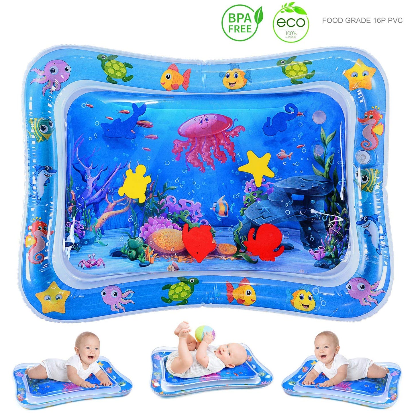 Baby Toddler Activity Water Play Gym Leakproof Cushion Inflatable Tummy Time Fitness Rack Mat