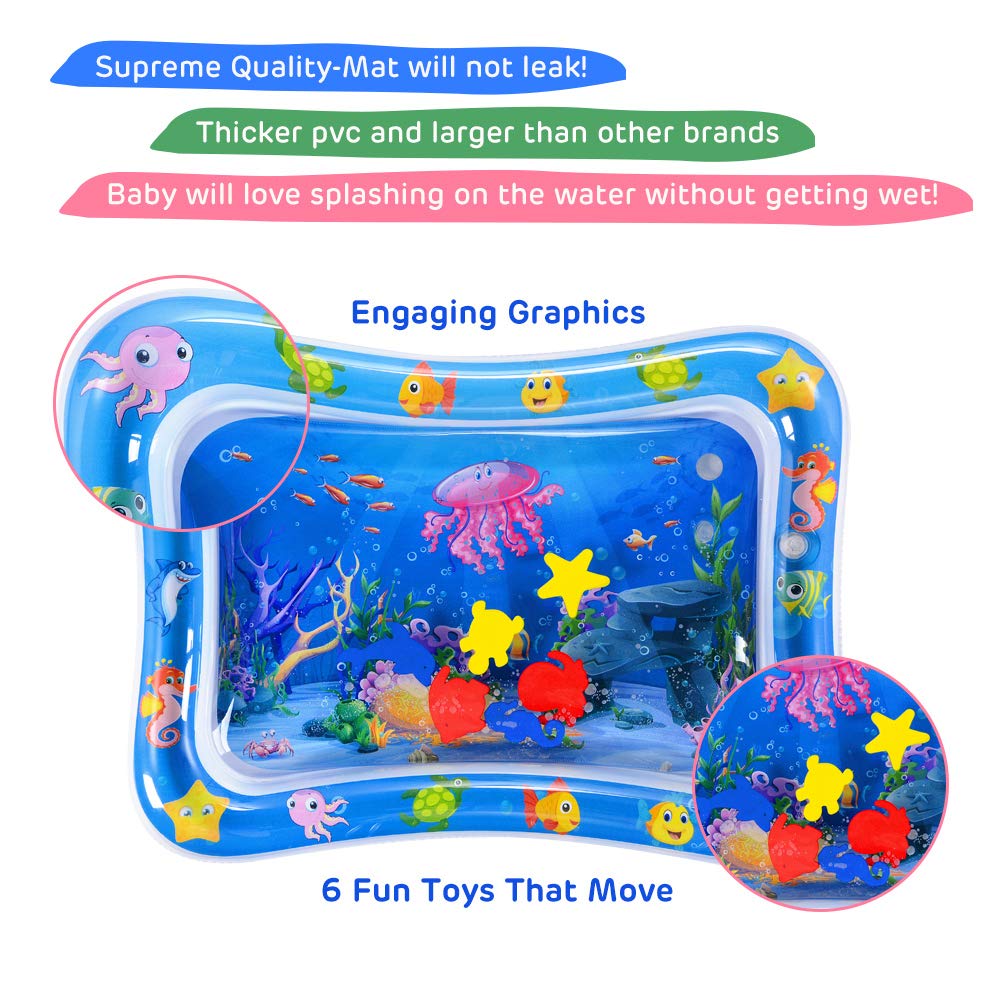 Baby Toddler Activity Water Play Gym Leakproof Cushion Inflatable Tummy Time Fitness Rack Mat