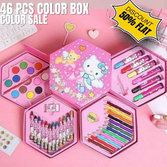 46pcs Colors Box Color Pencil ,Crayons , Water Color, Sketch Pens Set Painting School Kit