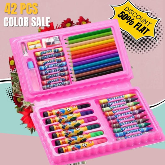 42 Pcs Color Set Box Color Pencil, Crayons, Water Color, Sketch Pens