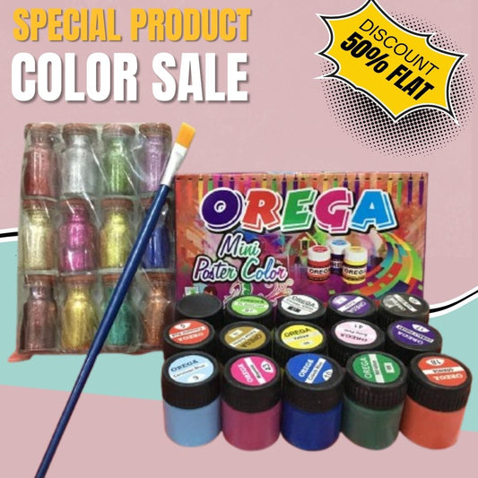 15 Orega Poster Color 12 Pcs Glitter Set 1 Paint Brush