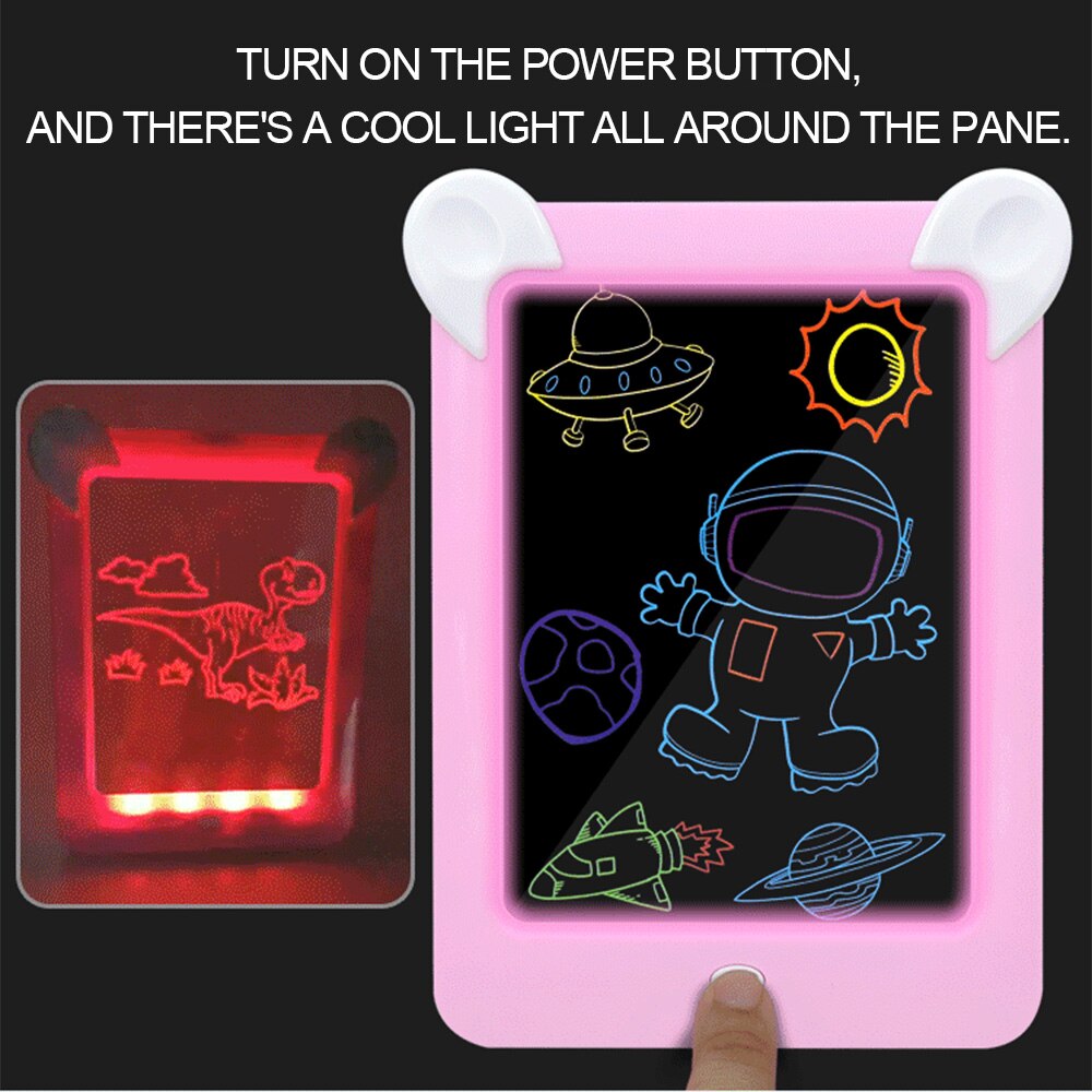 3D Magic Drawing Pad for Kids Light Up LCD Drawing Tab with Markers Digital Doodle Toy