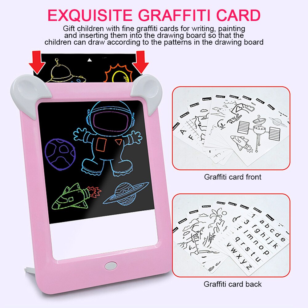 3D Magic Drawing Pad for Kids Light Up LCD Drawing Tab with Markers Digital Doodle Toy