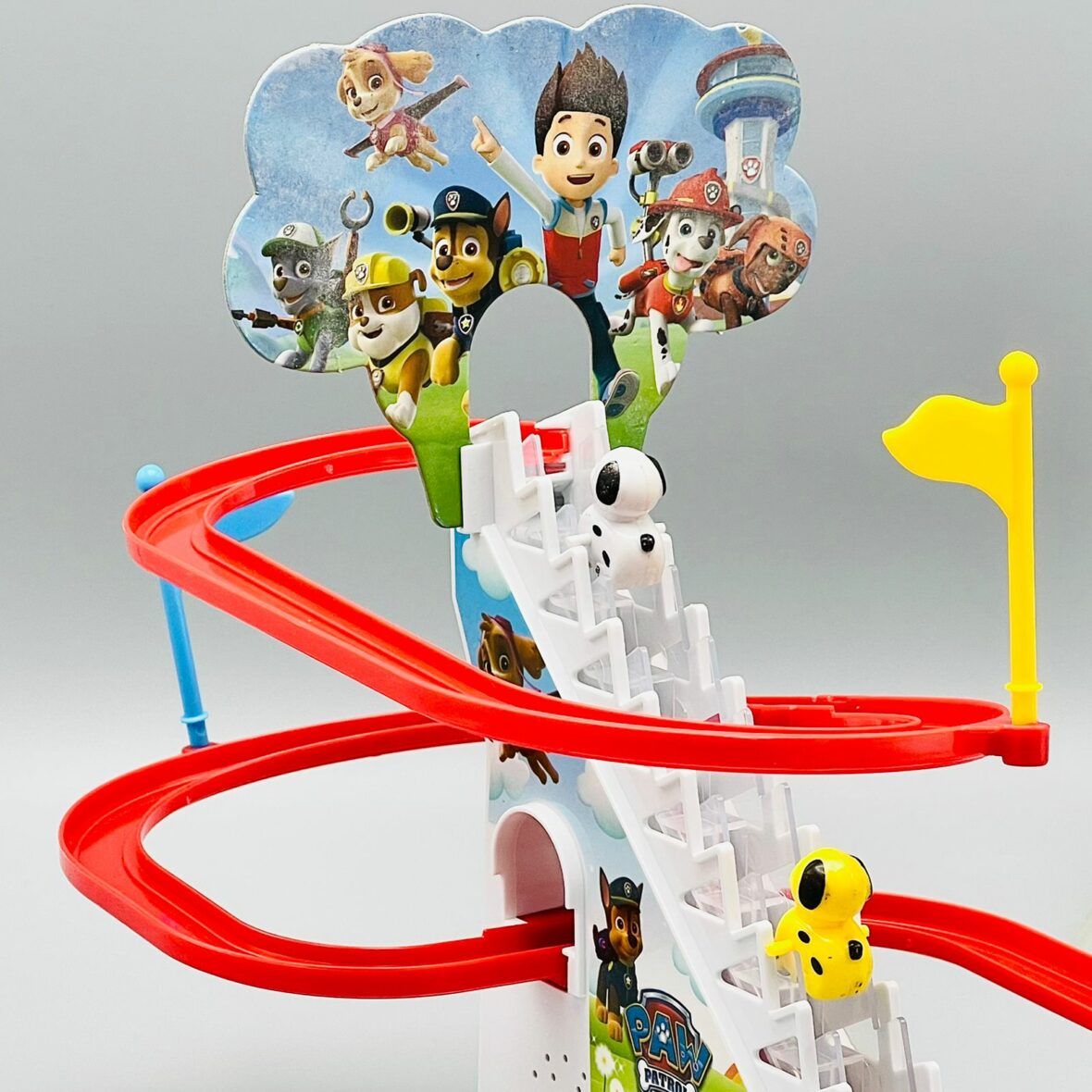 Small Ducks Climbing Toys, Electric Ducks Chasing Race Track Game Set, Playful Roller Coaster Toys with 3 Duck LED Flashing Lights & Music Button, Fun Duck Stair Climbing Toys for Toddlers and Kids