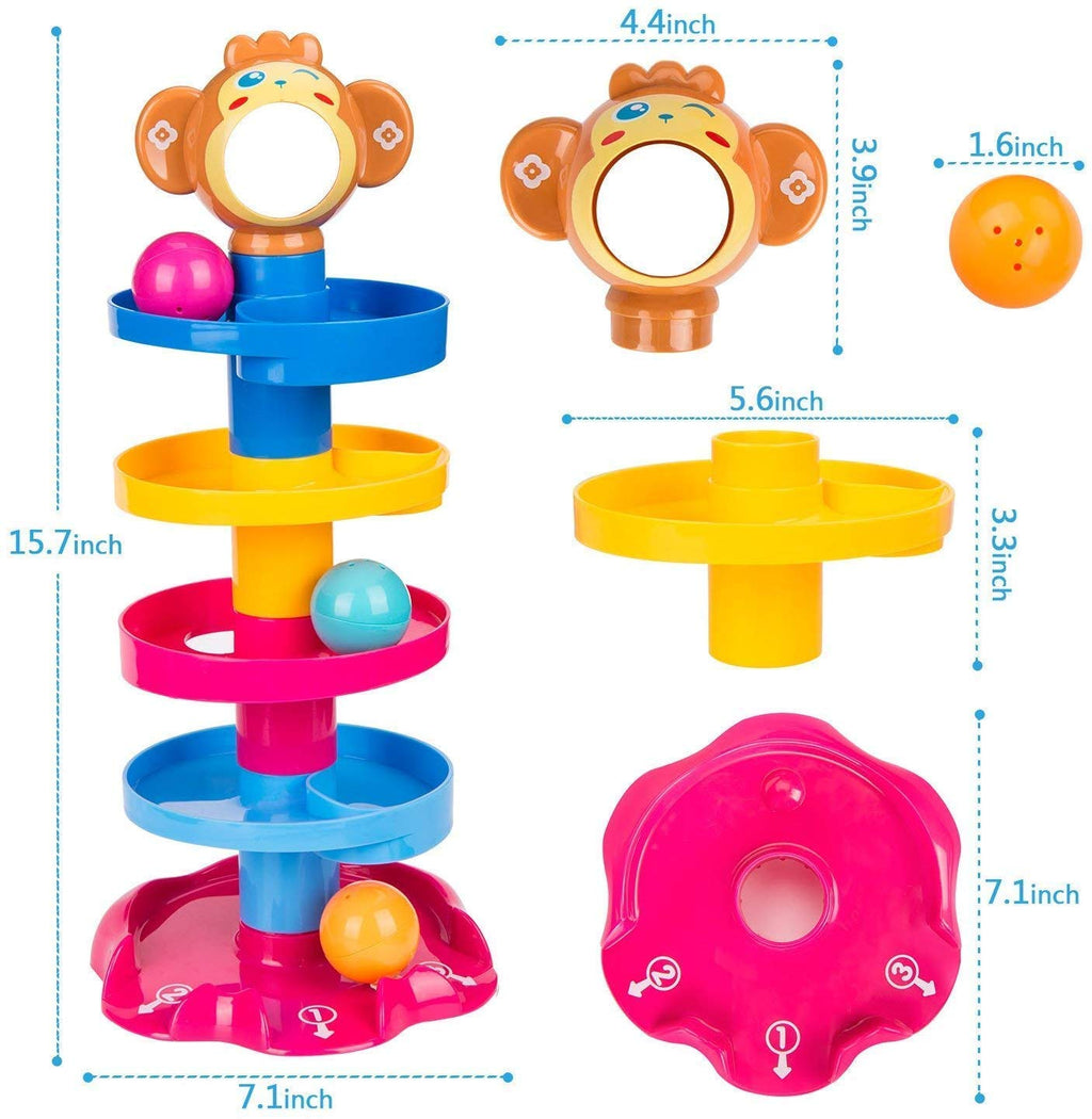 Huanger Roll Ball For Baby Toddler 5 step 3 ball Drop the Ball and It Will roll down Puzzle Fun Game Early Learning and Educational Toy for Kids Go Ball Ramp Toy Set