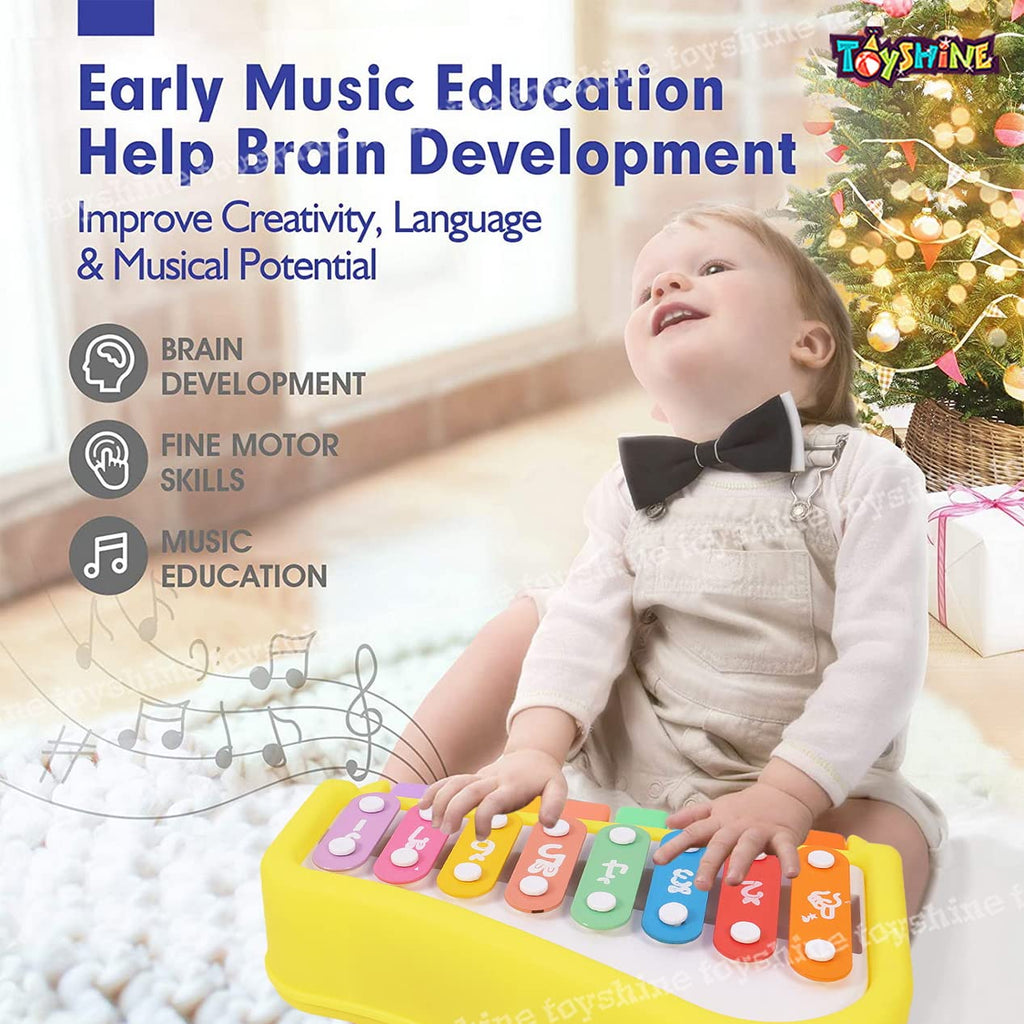 Large 8 keys 2 in1 Baby Piano Xylophone Toy for Toddlers Multicolored Key Keyboard Xylophone Piano Musical Piano Toy for Baby Kids Girls Boys