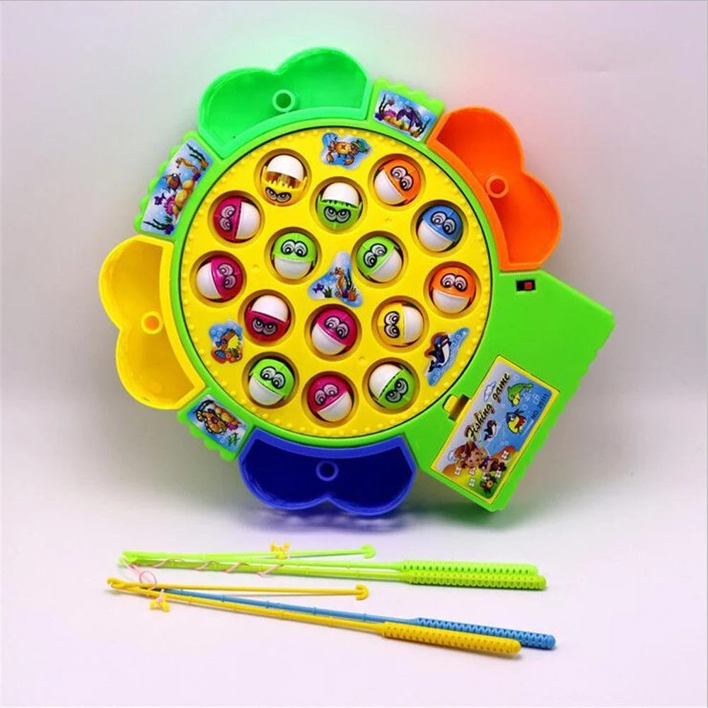 Fishing Game Toy Set with Rotating Board with Music Toys, Fish Game Toy with 15 Pcs  24 Pcs  45 Pcs Fishing Rods Toy Musical Montessori Educational Learning Toys for Boys Girls Children Toddlers