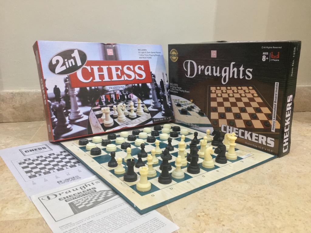 2in1 Chess & Checkers Board Game Heavy Laminated Board Draughts And Chess Board Game