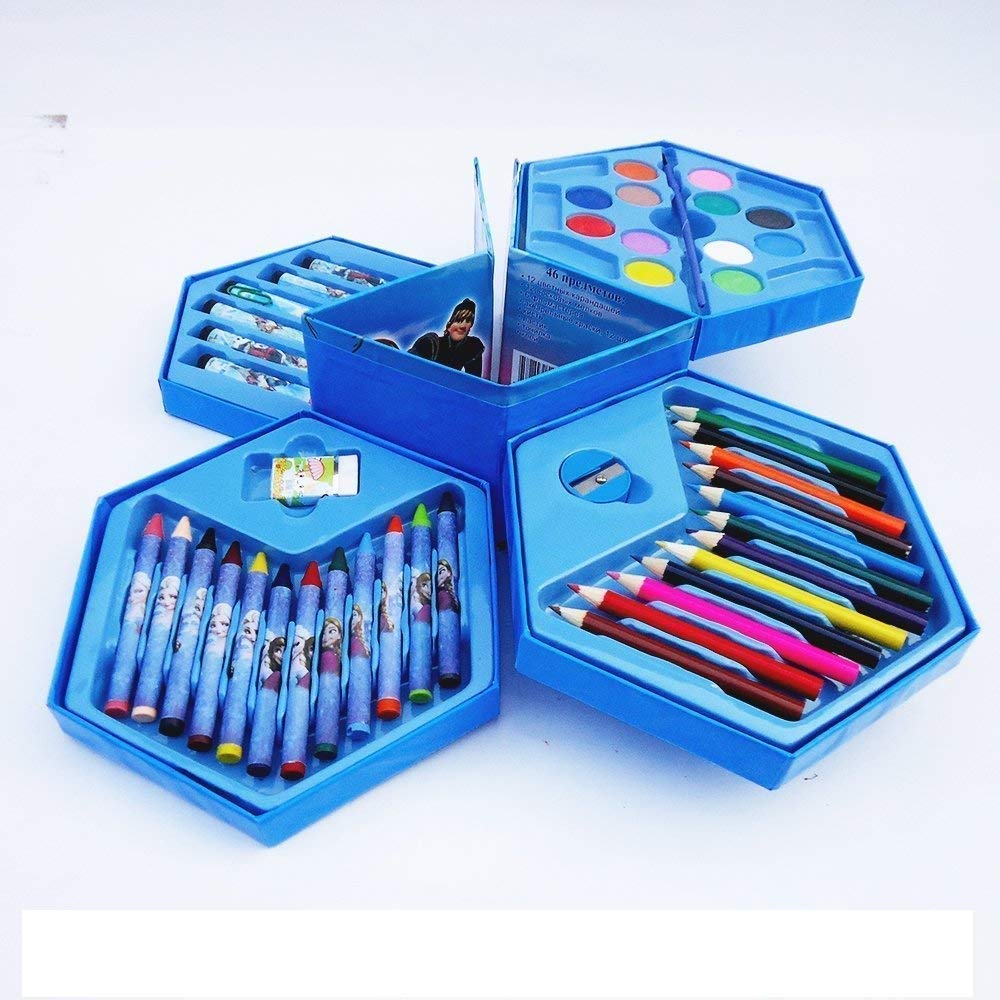 Color Kit Art Set Color Box Set For Kids Colors Box Color Pencil ,Crayons , Water Color, Sketch Pens Set of 46 Pieces for Boys and Girls kids Painting School Kit