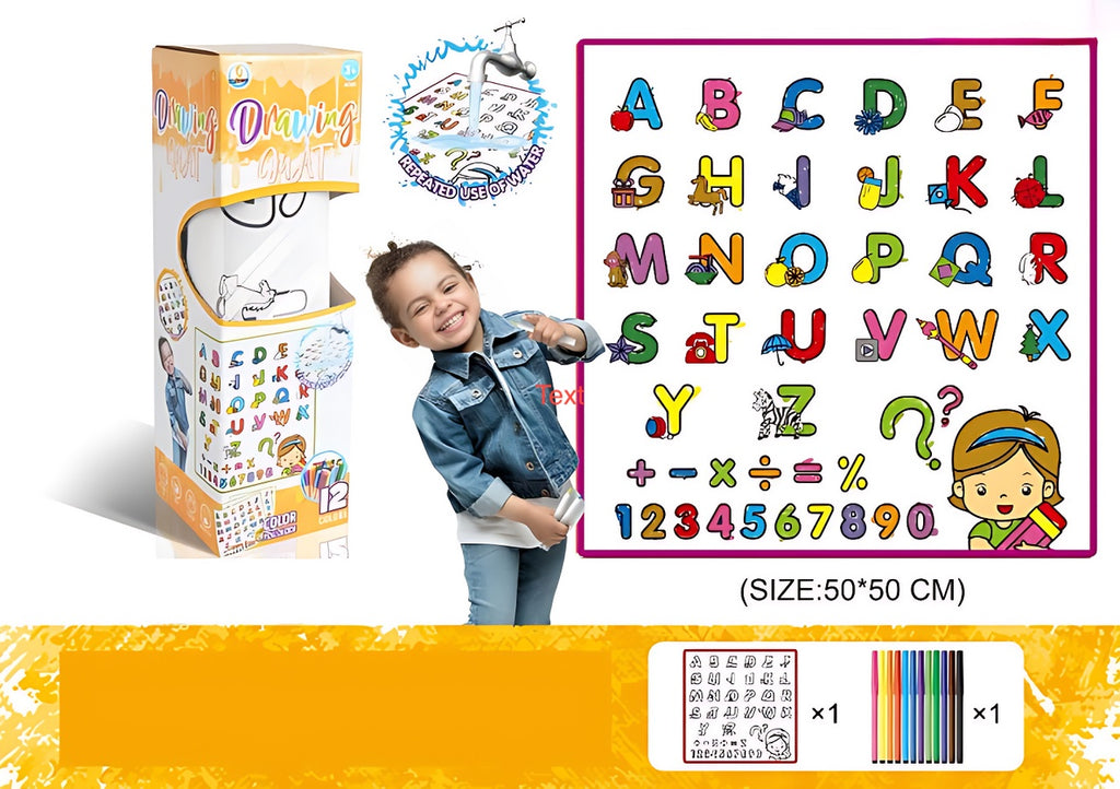Reusable Kids Colouring Mat Art Crayon Marker Reusable Children Drawing roll Sketch 30x30inch