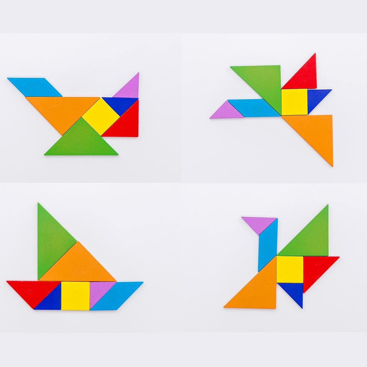 Wooden Tangram Puzzle Intelligent Blocks for Kids Tangram Shape Puzzle 7 Colors Tangram Jigsaw Puzzle