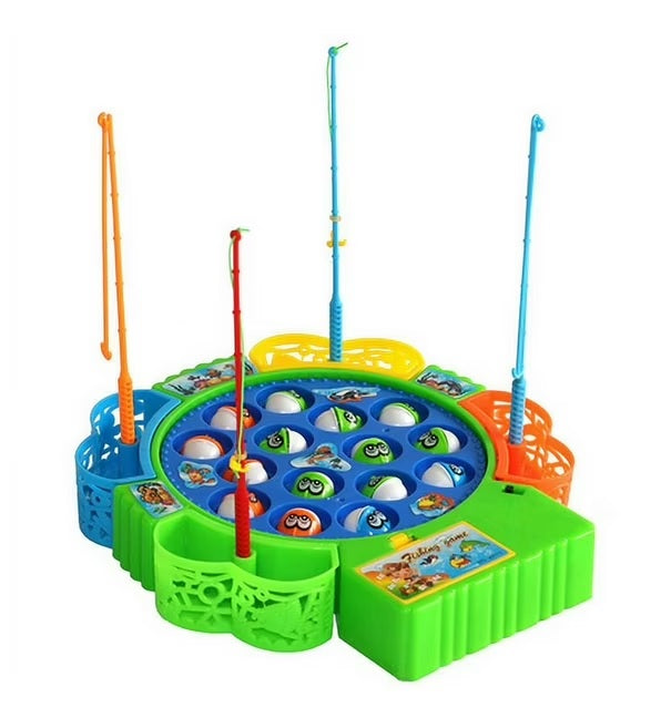 Fishing Game Toy Set with Rotating Board with Music Toys, Fish Game Toy with 15 Pcs  24 Pcs  45 Pcs Fishing Rods Toy Musical Montessori Educational Learning Toys for Boys Girls Children Toddlers