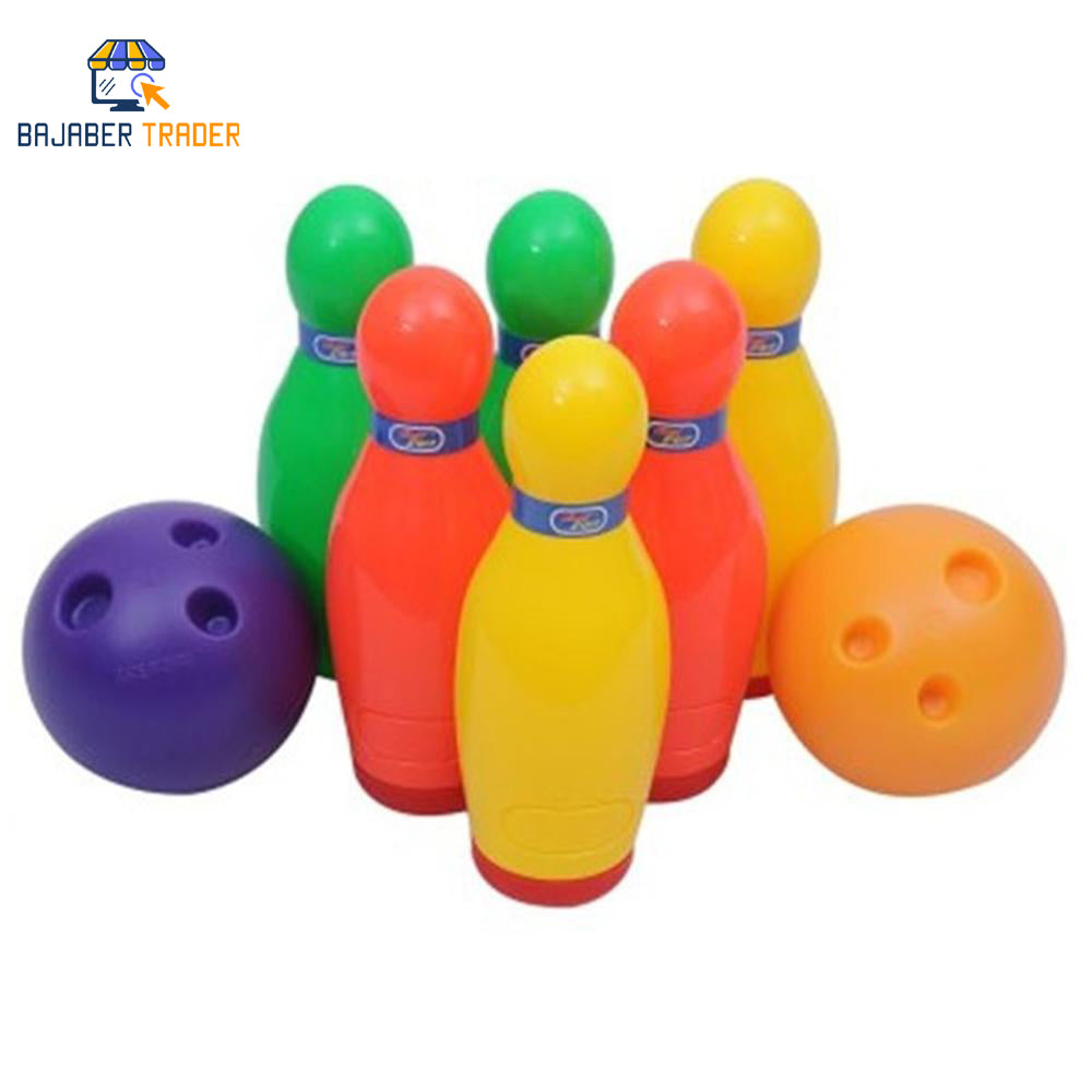 Toy Bowling Set For Kids  Toddlers 08 Pieces Includes 06 Pins 02 Balls Educational Early Learning Colorful Active Play Sport Game