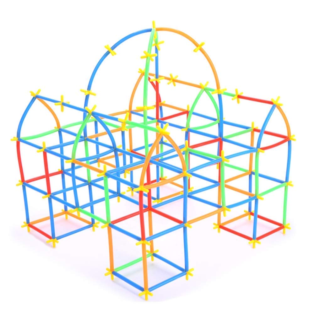 Rainbow Straw Constructor Stem Building Blocks Toys For Kids 220pcs And 110pcs Interlocking Plastic Educational Toys Engineering Building Blocks Assembly Straw Blocks for Boys & Girls