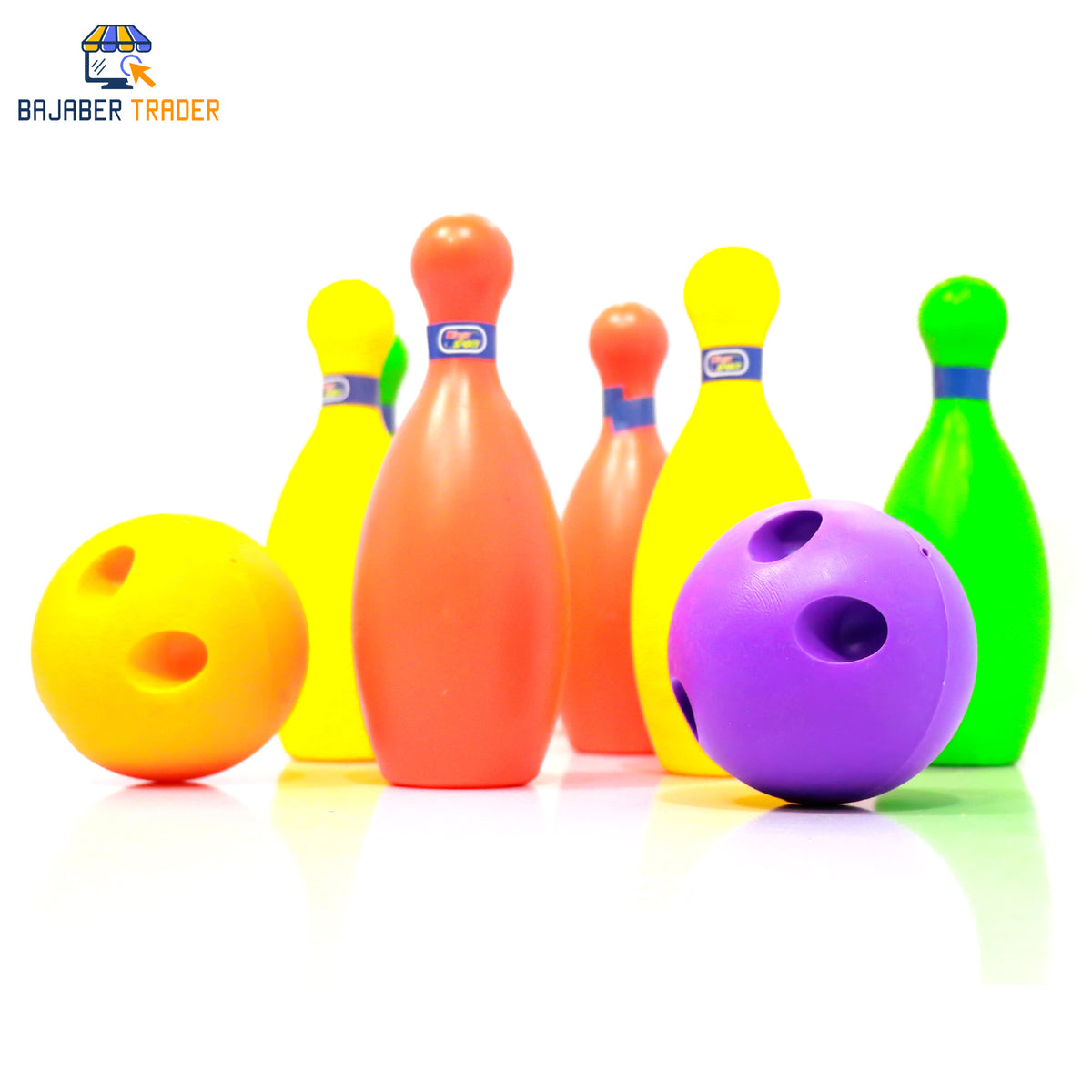 Toy Bowling Set For Kids  Toddlers 08 Pieces Includes 06 Pins 02 Balls Educational Early Learning Colorful Active Play Sport Game