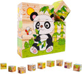 6 Sided Jungle Animals 3D Cubical Wooden Puzzle For Toddler Kids Children Early Educational Intelligence Toys Gift For Children Montessori Preschool Educational Toy