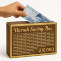 Umrah Saving Box Wooden Gullak Money Saving Box Perfect Cash Saver & Best 280 Days Savings Plan For Umrah Wooden Umrah Saving Box