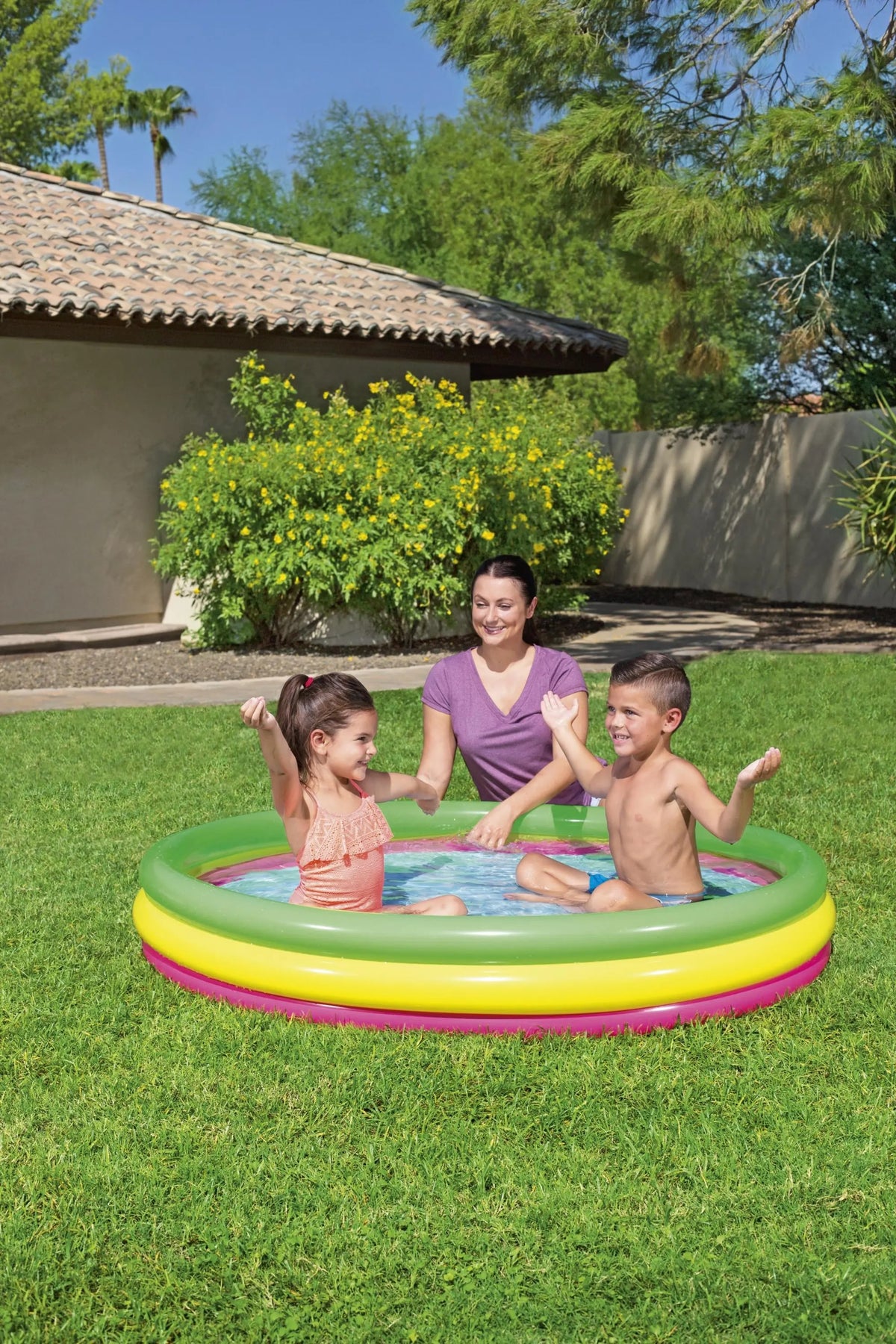 Bestway Inflatable Swimming Pool for Kids, 3 Ring Thickened Portable Kiddie Pool for Babies & Children, Outdoor Water Play Pool
