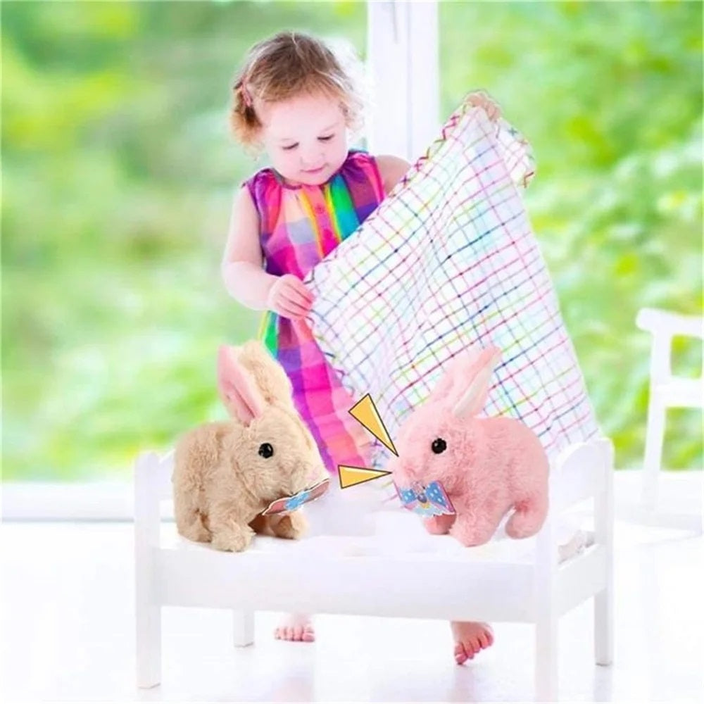 Electronic Plush Rabbit Toy My Realistic Bunny Toy, Bunny Realistic Bunny Interactive Plush With Wiggle Ears  Cute Electric Pet for Kids Birthday Gifts Random Color