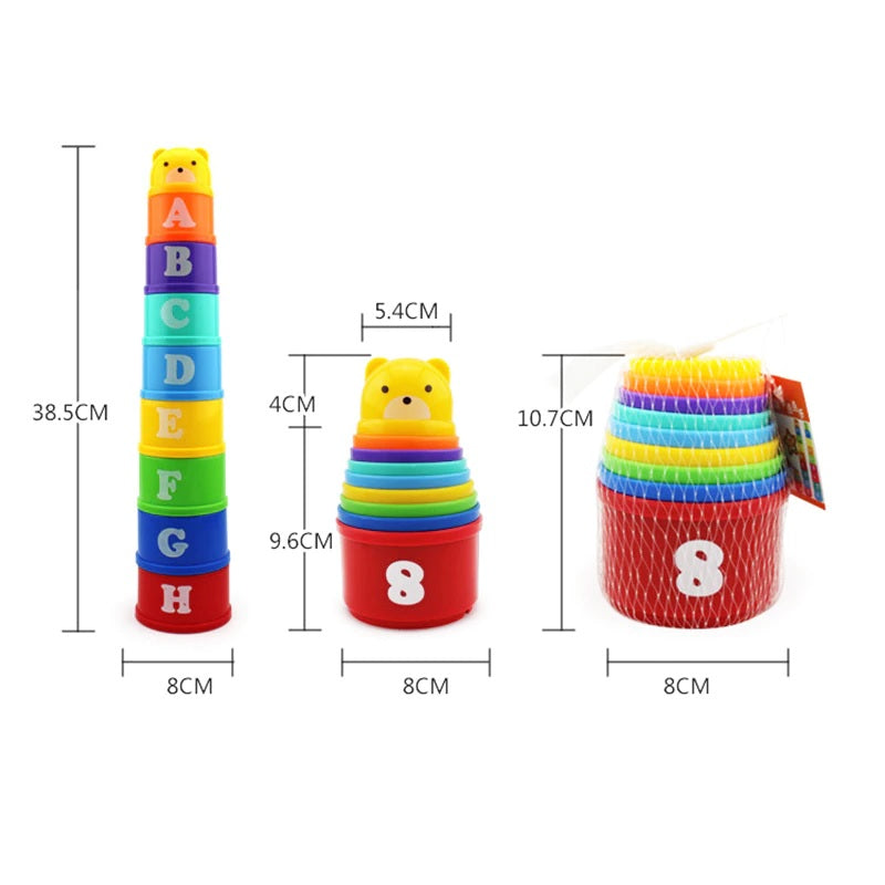 Rainbow Nesting & Stacking Cups Activity Baby Toddlers Building Set Stackers Pre-school Learning Toy For Indoor Outdoor Bathtub