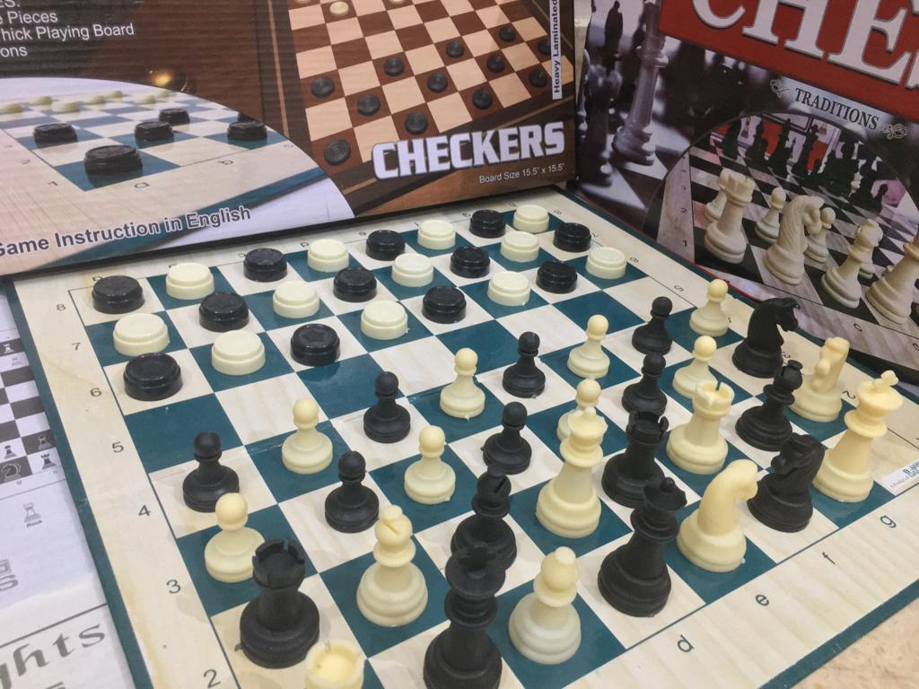 2in1 Chess & Checkers Board Game Heavy Laminated Board Draughts And Chess Board Game