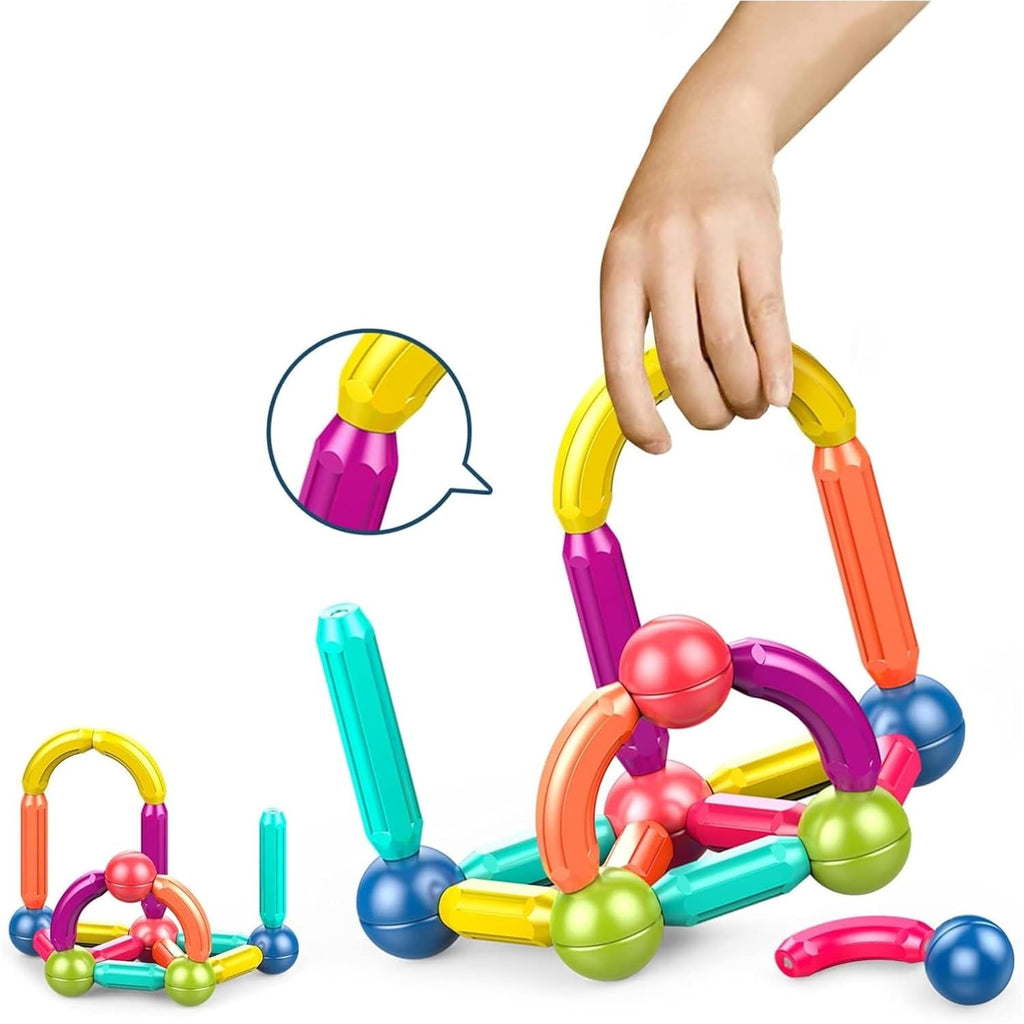 Magnets Toy Blocks Magnetic Stick Balls and Rods Set Building Sticks Blocks STEM Stacking Toys 3D Shapes Educational Games For Kids Children