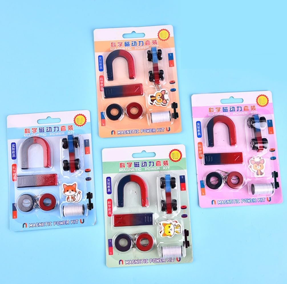 Science Magnet Kit Magnetic Power Kit - Education Science Experiment Tools Bar Ring Horseshoe DIY Educational Science School Classroom Experiment Project Kit for Kids