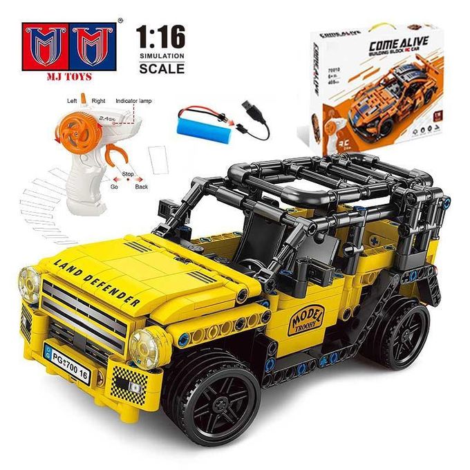Building Block RC Car – 446 PCS Remote Control Assembly Kit, 2.4GHz Off-Road Vehicle with Openable Doors, Hood & Trunk – Strong Power, TPR Tyres – STEM Toy for Kids & Adults – Size 21x10x10.5 cm