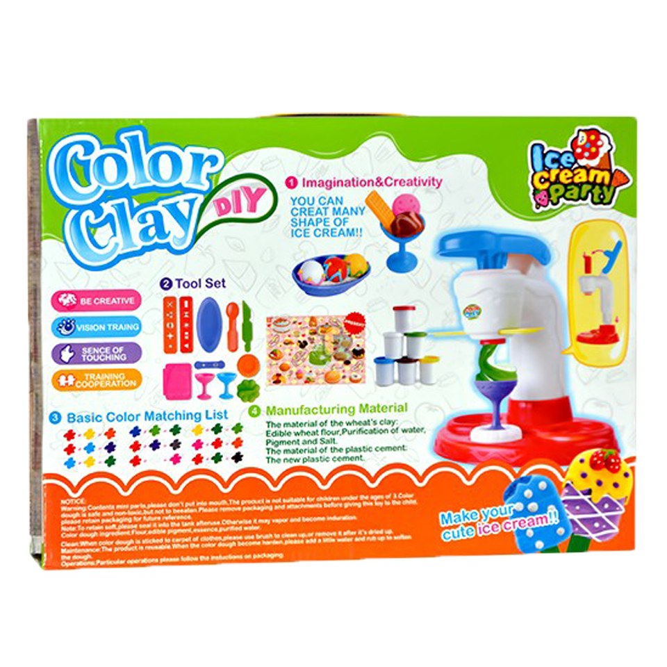 Color Clay Ice Cream Parlor Set: Colorful Clay Pretend Play Kit for Kids - Fun and Educational Ice Cream Maker Machine Set with 6 Unique Clay Colors