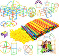 Rainbow Straw Constructor Stem Building Blocks Toys For Kids 220pcs And 110pcs Interlocking Plastic Educational Toys Engineering Building Blocks Assembly Straw Blocks for Boys & Girls