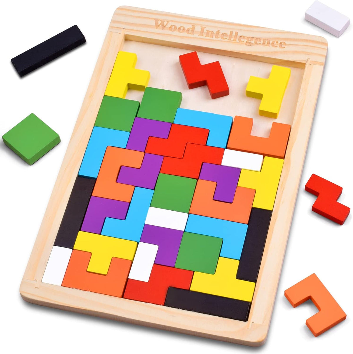 Wooden Puzzle for kids 3D Jigsaw STEM Intelligence Toys Educational Gift for Toddlers Intelligent - Educational Blocks and Brain Teaser Tangram Jigsaw Puzzle