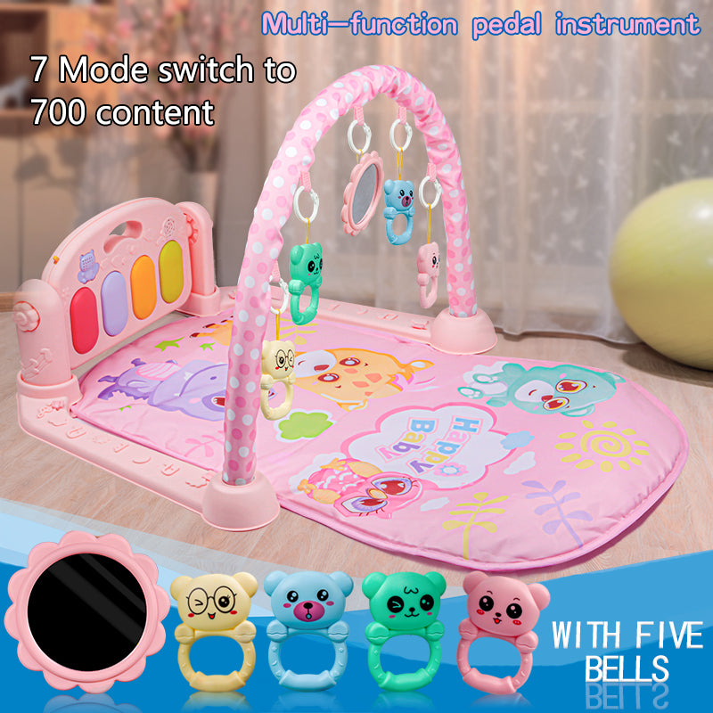 Huanger 3 In 1 Newborn Baby Toddler Activity Play Gym Piano Fitness Rack Mat With Lights And Music