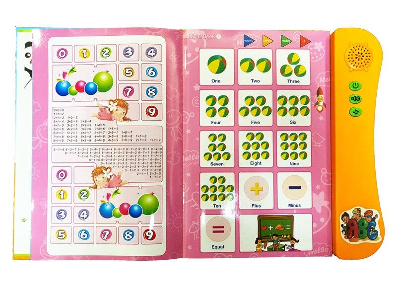 My English E-Book for Kids Toddler Early Learning Educational English Reading Book with Sound Alphabets Numbers Animals Fruits Shapes Vehicles & Colors
