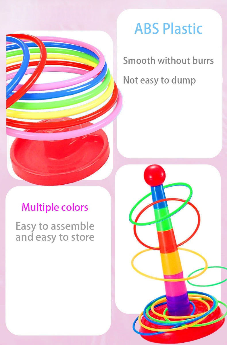 Ring Toss Game With 18 inch Stand Floatable Rings Multicolored Durable Plastic Rings Competitive Tossing Game for Kids and Adults