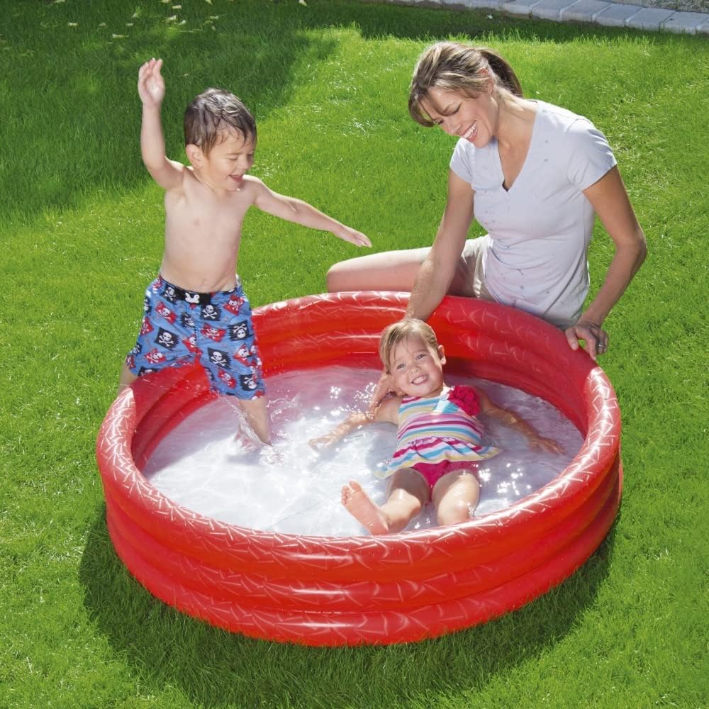 Bestway Large Swimming Pool For Kids 6Feet 5Feet 4Feet 3.3Feet Inflatable 3 Ring Play Pool For Kids Bath Tub For Children Random Color Paddling Pool Vinyl