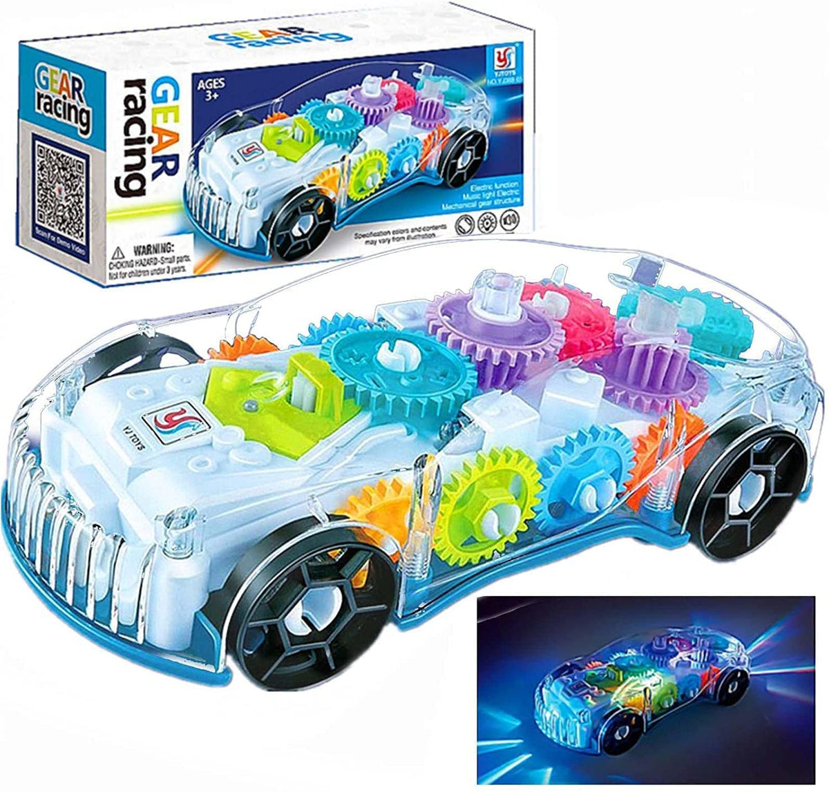 Rechargeable Storio 3D Baby Car Toy with 4 Channel, Gear Simulation Mechanical Car with Sound Music & Light Toys for Kids Boys & Girls, Multicolor
