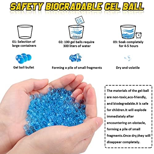 5000 Pieces Water Gel Blaster Non-Toxic Water Beads Body: Stay fully loaded with our 500-count refill pack of 7–8mm water-based gel balls! Perfectly sized for most gel blasters. Just soak,, and reload!