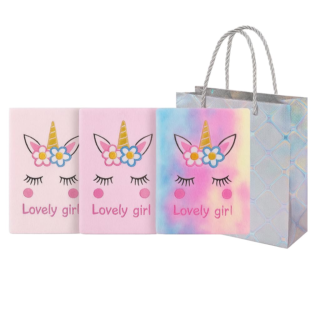 Cute Unicorn Diary for Girls, Embroidered Cover Notebook for Kids, Pastel Color Writing Journal, School Stationery Gift