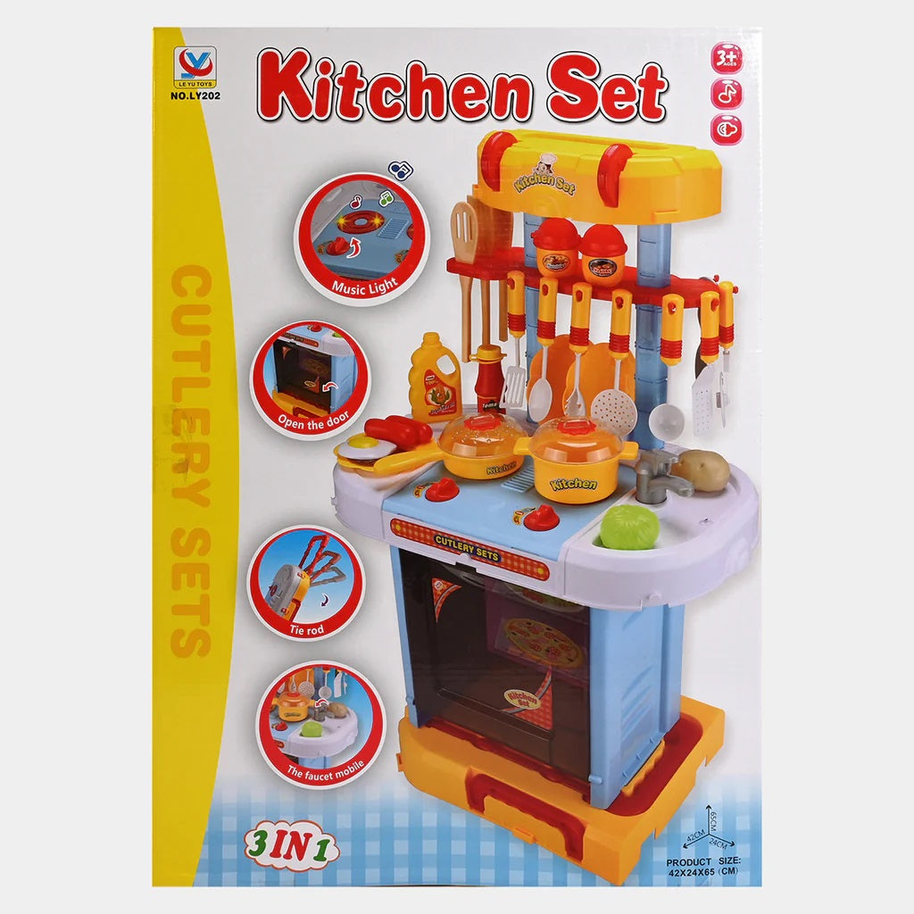 Large Kitchen Set For Kids Girls Kitchen Toys Set with Sound Lights Effect Pretend Play Cooking Set Toys For Girls