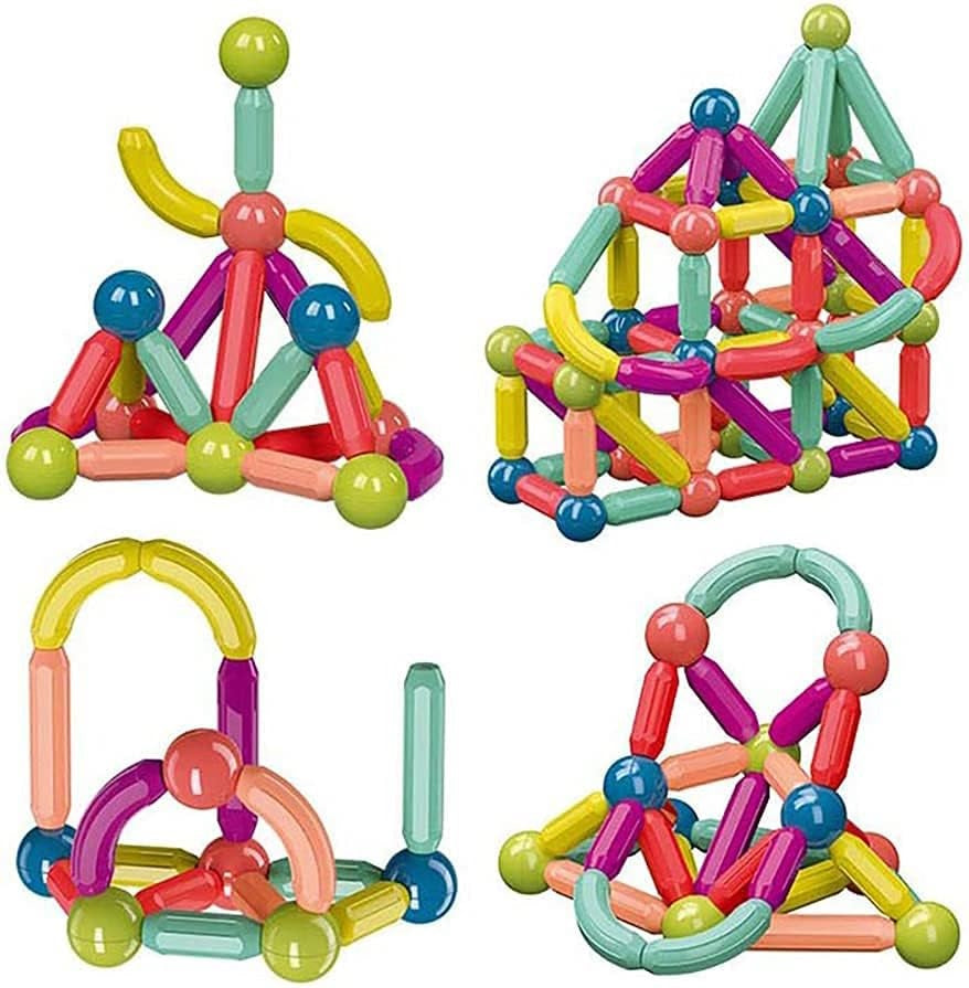 Magnets Toy Blocks Magnetic Stick Balls and Rods Set Building Sticks Blocks STEM Stacking Toys 3D Shapes Educational Games For Kids Children